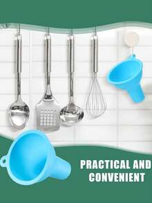 1PC Silicone Funnel, Wide-Mouthed Funnel Flexible Sauce Can Set, Suitable For Home, Restaurant And Kitchen Squeeze Bottles And Cans, Easy To Clean, Suitable For Most Liquids Such As Oil, Beverages, Sauces, Etc., Wide Range Of Applications, Reusable, Home Accessories
