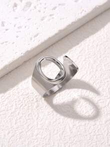 1枚时尚英文字母戒指，指节戒指，复古不锈钢开口戒指，女士款 - 彩色 - 查看 20