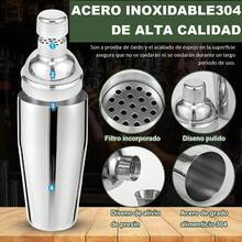 Set de coctelera, set deset de 6 piezas, coctelera Boston de acero inoxidable, conjunto de bartender, herramientas de bar, perfecto como regalo para el Día del Padre - Plateado - Ver 4