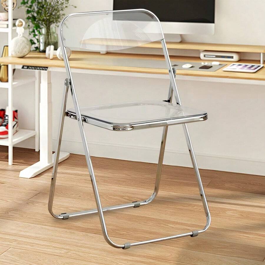 2-Piece/4-Piece/6-Piece Acrylic Folding Chair Sets, Stackable, Lightweight And Durable, Modern Armless Design, Suitable For Indoor/Outdoor Use, Perfect For Holiday Parties. - 透明色 - 查看 1