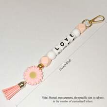 1-Piece Flower Bag Charm, Tassel Pendant, Available In Multiple Flower Colors, Customizable With Name And Initials Beads, Suitable As A Birthday/Holiday Gift For Mother/Family/Girlfriend. - Multicolor - View 10
