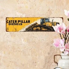1pc, Retro "CATERPILLAR DIESELS" Metal Tin Sign, Garage Sign, Street Sign, Home Decor, Room Decor, Wall Decor, Restaurant Decor, Bar Decor, Cafe Decor, Garage Decor, Farmhouse Decor, 4 * 16 Inches, 2D Flat, Funny Tin Sign, Home Decor, Gifts - 黃色 - 查看 2