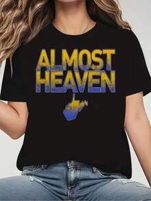 Women's Casual Crew Neck T-Shirt, Loose-Fitting Top With A Graphic Print, Perfect For Everyday Shopping, Perfect For Halloween, Thanksgiving, Or Christmas-Themed Events