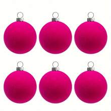 6pcs Velvet Christmas Ornaments - 6.1 Cm Colorful Flocked Plastic Balls For DIY Tree, Wreath, And Home Decor, Soft Pastel & Vibrant Colors (Pink, Orange, Yellow, Green, Blue, Teal), Holiday Decor | Flocked Texture | Soft Fabric Cover, Christmas Decorations Room Decor Winter Christmas Decorations Home Christmas Gifts Christmas Decor - Multicolor - View 11