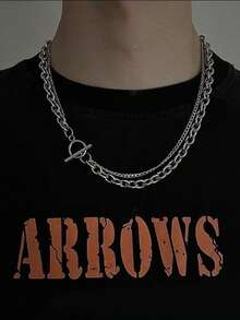 Minimalist Layered OT Clasp Necklace, Unisex Jewelry Design