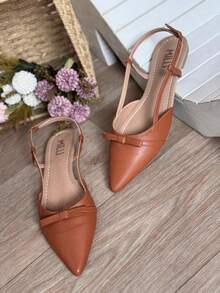 Women's Slingback Milli Pointed Toe Flats With Bow Modern Casual - Màu nâu  Mocha - Xem 6