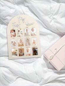 1 Pc Baby Shower Girls Baby Essentials 1st Birthday Girl 1st Birthday Boy First Birthday Baby Picture Frame My First Year Baby Milestone Board Wood Photo Display Personalized 12 Months Newborn Photo Frame For Boy Girl Baby Birthday - Multicolor 2 - View 4
