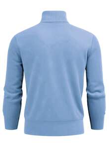 GRDR Herrtröja med långa ärmar och hög hals, vanlig axel, mångsidig för dagligt bruk, stickad pullover - Babyblå - Visa 6