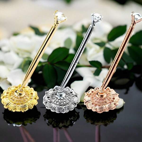 1 pieza Libro de visitas de boda con bolígrafo de diamante para escribir y firmar, decoración de boda, despedida de soltera, ducha nupcial, con base adjunta para el escritorio de recepción