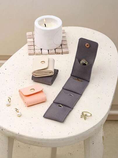 1pc Small Jewelry Organizer Bags Portable, Brushed Polyester Storage Pouches With Button Closure For Earrings, Bracelets, Rings, Necklaces - Ideal For Valentine'S Day, Christmas, Thanksgiving, New Year Gifts, Jewelry Rolls