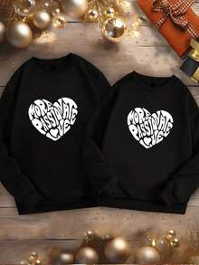 New Comfortable Casual Valentine'S Day Couples, Family Models, Can Be Worn By Both Men And Women 270g Front-Printed Crew Neck Sweatshirt, Men'S Regular-Fit Sweatshirt, Suitable For Autumn/Winter Style Top-Autumn Clothing 270G Unisex Crew Neck Sweatshirt - Smart-Casual Pick For Office Commute ​ - 男士 - 查看 3