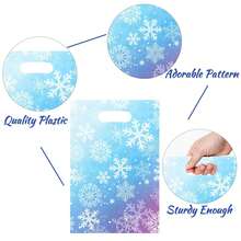 Saliro 30/50PCS Winter Snowflake Party Gift Bags - Snowflake Gift Wrapping Bags With Sturdy Handles, Holiday Celebrations, Christmas Gift Bags, Snowflake Pattern Bags, Sturdy Handle Bags, Party Accessories, Durable Materials, Party Planners, Christmas, Halloween, Anime And Game Merchandise Gift Wrapping Supplies - Baby Blue - View 5