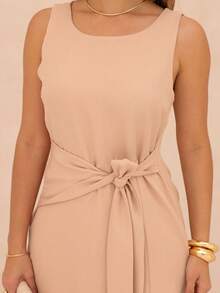 Dress With Sophisticated Fit And Front Knot Knot Knot In The Front - Nude - View 5