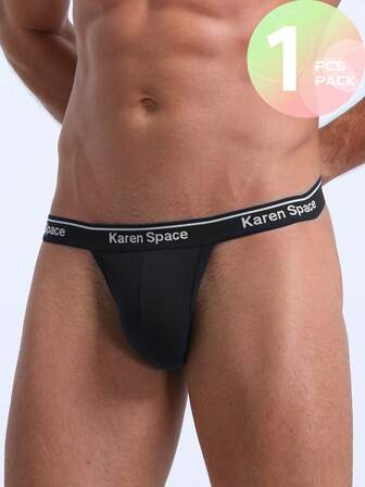 1 件男士性感时尚丁字裤，舒适丁字裤，运动比基尼风格内衣，棉质透气舒适内衣