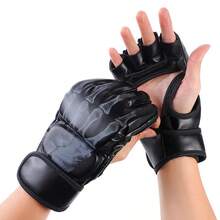 1pair Boxing Gloves, Half Finger MMA Boxing Gloves Set, Thickened Adult Gloves For Sandbag Fighting Boxing Training,1 Pair Half Finger Punching Bag Gloves, Padded Hollow Palm Thickened Boxing Gloves, Unisex MMA Gloves With Wrist Wrap For Kickboxing, Muay Thai, Combat Fighting - Multicolor - View 2