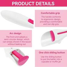 2pcs Cupcake Scoop, Cupcake Batter Scoop Batter Dispenser Sliding Button Dispenses DIY Bakeware Measuring Equal Amounts Kitchen Gadget Baking Tool Flour Distribution Silicone Plunger - White - View 5
