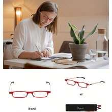 Ultra-Thin Foldable Blue Light Blocking Reading Glasses Unisex Eye Fatigue Relief Push-Pull Portable Box Paper Thin Design HD Comfortable Elderly Friendly - 黑色的 - 查看 7