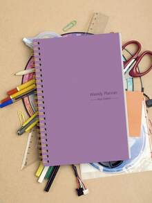 Trees Cuaderno planificador semanal para mujeres, agenda diaria sin fecha, planificador de objetivos con espiral y seguimiento de hábitos - Morado - Ver 3