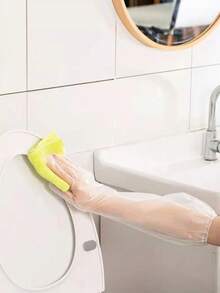 10/20/40只装一次性PE臂手套厨房家用清洁防水弹力抽绳加长臂手套 - 彩色 - 查看 4