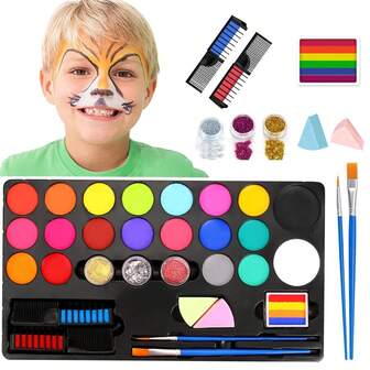 Multi-Color Face Paint Set, Water-Based Body Art, Halloween & Carnival Horror Makeup, Rich Colors, Dreamlike Water-Soluble Body Paint, Endless Creativity, Embark On A Body Art Journey