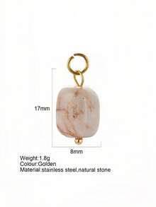 1pc Vintage Elegant Stainless Steel Natural Stone Geometric Pendant, DIY Necklace Bracelet Earring Keychain, Suitable For Christmas Gift & Daily Wear