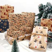 1pc 300x43cm Christmas Gift Wrapping Paper With Reindeer, Santa Claus, Christmas Tree Patterns, Gift Packaging Decoration Paper, Christmas Wrapping Paper, DIY Gift Decoration, Handmade Packaging Paper, Easy To Protect Items, Gift Box Filling, Party Decoration - Christmas Style Design, Durable Packaging, Holiday Packaging, Holiday Decoration
