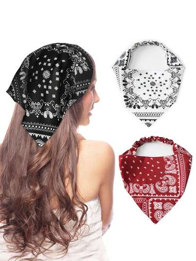 1 件女士复古优雅佩斯利图案三角围巾/头带/发饰，适合日常佩戴，发饰，头带 - 工厂发货，头巾图案略有偏差