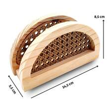 Classic Straw Napkin Holder In Pine Wood With MDF – Charming Table Setting - Multicolor - View 3