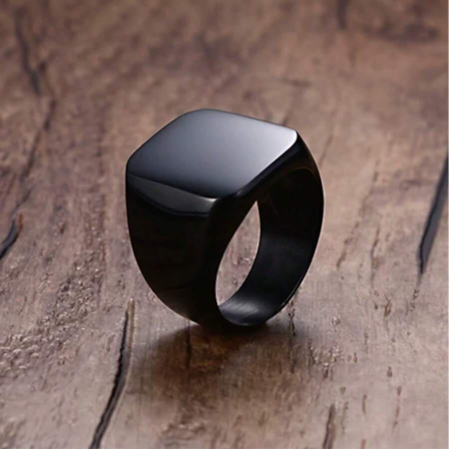 Retro Solid Polished Seal Ring - Square Men's Ring For Wholesale (Western Style) Crafted As A Classic Retro Piece, This Ring Features A Solid Construction That Exudes Durability And Substantiality-No Hollow Design, Ensuring Long-Lasting Wear And A Premium Feel. Its Entire Surface Boasts A Smooth, High-Gloss Polished Finish, Catching Light To Reveal A Sleek, Refined Shine That Elevates Its Vintage Charm Without Looking Outdated.