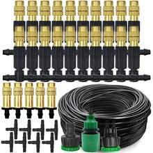 15M Outdoor Misting Cooling Kit – 1/4'' Brass Atomizer Nozzles & 4mm Hose For Patio/Greenhouse | High-Pressure Irrigation System - màu đen - Xem 1