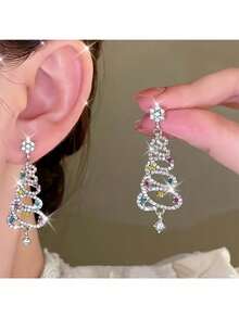 1 buc Cercei Brad de Crăciun - Cercei cu pandantiv pentru femei, Cadou decorativ pentru cercei brad de Crăciun pentru ea, Cadou de întoarcere la școală, Cadou de Ziua Îndrăgostiților