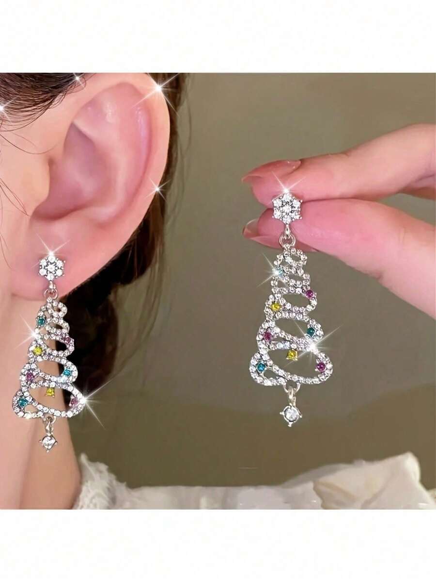 1 buc Cercei Brad de Crăciun - Cercei cu pandantiv pentru femei, Cadou decorativ pentru cercei brad de Crăciun pentru ea, Cadou de întoarcere la școală, Cadou de Ziua Îndrăgostiților