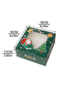 12 件圣诞窗口 4/6 纸杯蛋糕盒，棕色圣诞糖果盒，纸杯蛋糕包装盒，圣诞礼品盒，适用于蛋挞、饼干、糖果、零食、节日、派对 - 12pcs - 查看 7