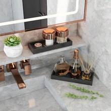 Bathroom Vanity Tray Black Decorative Tray For Counter 11.2"X 4.3" Small Wood Sink Soap Tray Holder For Kitchen Drer Countertop Decor Rec Wooden Organizer Black