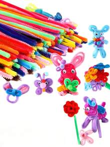 400/100pcs Bulk DIY Fluff Stick, Colorful Fluff Stick Bulk, Fluff Stick Craft Supplies - Multicolor - View 6