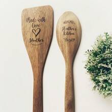 Personalised Wooden Spoon, Cooking, Chef, Award, Design Text Or Logo Engraved On The Handle And Head, Laser Engraved 30cm Length