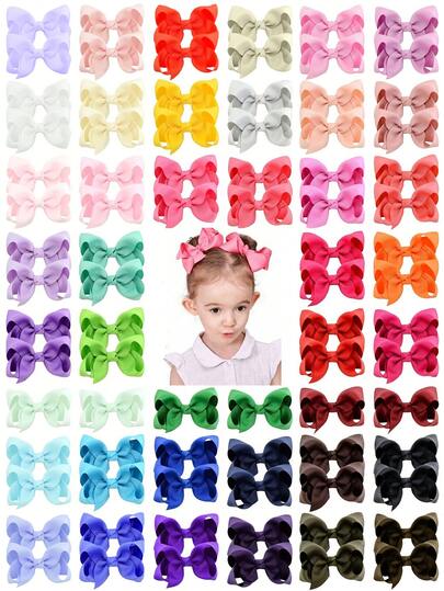 4/20/40/60Pcs Random Color 3 Inch Hair Bows For Girls Grosgrain Ribbon Teen Hair Accessories With Alligator Clips For Teen Girls Teen Teens