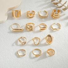 5/14/15/29 buc Set de inele metalice vintage elegante cu bandă largă, design gros, pentru femei, potrivite pentru fete de zi cu zi, petrecere, ținute de nuntă, bijuterii la modă cadou pentru iubită, prietenă