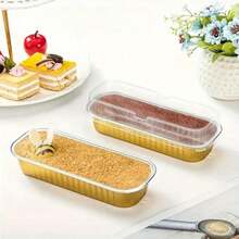 可重复使用的铝箔迷你蛋糕盘 - 6.76 盎司不粘矩形烤盘，适用于烤箱/烤架/空气炸锅，便携式容器，节日烘焙、派对、野餐和露营必备。