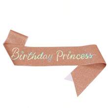 Faja con tirantes de hombro de oro brillante y con lentejuelas para fiesta de cumpleaños, "Feliz cumpleaños, mi princesa", elegante, linda y hermosa, para Navidad - Multicolor - Ver 9