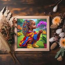 1 套 5D 令人惊叹的黑皮肤女孩钻石画套件 - 人类主题马赛克钻石艺术，DIY 钻石画十字绣，生日和朋友惊喜艺术礼物，适用于客厅、卧室、办公室、墙壁装饰，无框