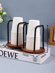 Wood Bathroom Cup Holder 3oz-12oz, Stylish Walnut Disposable Cup Dispenser, Plastic Mouthwash Cup Storage Organizer For Cups (Under 3.35in Diameter) -Perfect For Office, Kitchen, Gym, School Or Cafes(Need To Required)