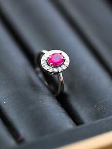 1 pieza Anillo de estilo minimalista europeo y americano, nuevo anillo de piedra de jade de moda, anillo de rubí, anillo ajustable de amatista, diseño de incrustación facetada, joya regalo para novia, anillo de lujo para decoración de boda, fiesta, vacaciones, uso diario casual