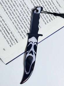 1pc Scream Bookmark, Acrylic Horror Knife Tassel Bookmark, Personalized Reading Mark Halloween Gift, Horror Movie Series Bookmark, Suitable For Book Lovers, Family And Friends,School Supplies,Back To School