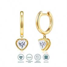 1 Pair Moissanite Earrings, 18K Gold Plated 925 Sterling Silver Square Cut 5.5x5.5mm Moissanite Hoop Earrings, Elegant & Fashionable, Suitable For Birthday, Mother's Day, Graduation, Christmas, Wedding Anniversary, Daily Wear, Comes With GRA Certificate, Passes Diamond Tester