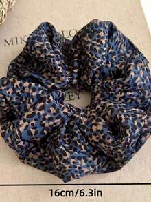 1 Oversized Leoparden-Muster Haargummi - Ein klassischer blauer Tierdruck Haargummi für Frauen mit einem weichen, hakenlosen Band, ein Muss für Reisen und alltägliches Haarzubehör. Gummibänder Haargummis Haargummis Scrunchies Haarseile - Verschiedenfarbig - Übersicht 7