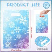 Saliro 30/50PCS Winter Snowflake Party Gift Bags - Snowflake Gift Wrapping Bags With Sturdy Handles, Holiday Celebrations, Christmas Gift Bags, Snowflake Pattern Bags, Sturdy Handle Bags, Party Accessories, Durable Materials, Party Planners, Christmas, Halloween, Anime And Game Merchandise Gift Wrapping Supplies - Baby Blue - View 3