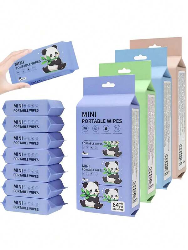 Portable Travel Tissue - Super Soft Pocket Pack With Panda Design, Suitable For Personal, Home, Office Or Gift Use, Applicable For Office, Car, School, Ideal For Home, Christmas, Halloween, Mother's Day, Valentine's Day, Dorm, Office And Outdoor Use, Winter Gift, Couples Gift, Household, School, Student, Dorm Supplies