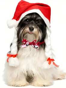 5 pezzi Collare natalizio per animali domestici, papillon per cani, motivo di Babbo Natale carino, campanellino, papillon a motivo di renna per gatti, collare per cani, accessori costume natalizio per animali domestici