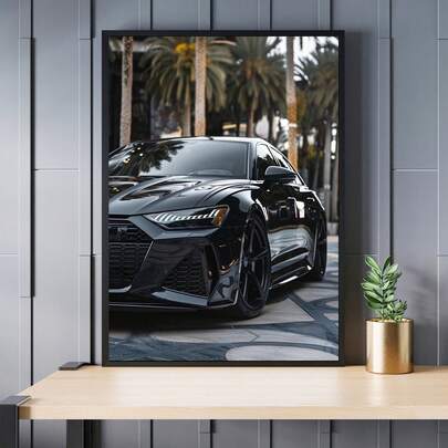 奥迪 RS7 经典跑车海报，汽车主题墙饰，赛车艺术印刷品，经典汽车帆布装饰画，装饰艺术/现代/复古风格，无框，适用于家庭办公室、客厅、卧室、餐厅和其他室内空间，竖版